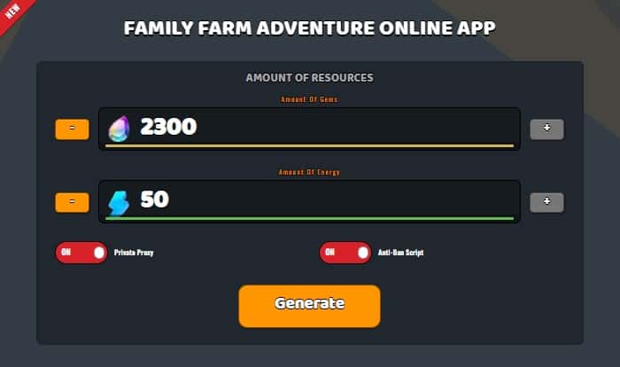 Family Farm Adventure free gems and energy generator