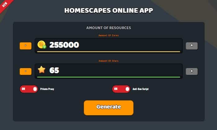 Homescapes unlimited coins and stars generator