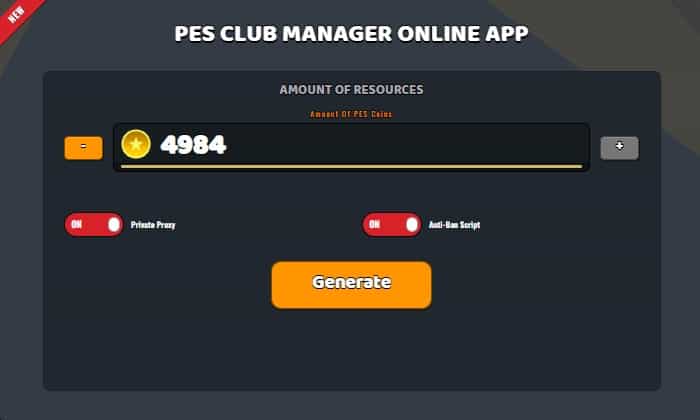 PES Club Manager free coins generator