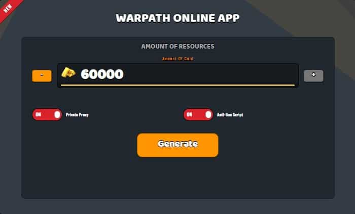 Warpath free gold generator