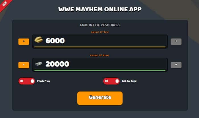 WWE Mayhem free gold and money generator