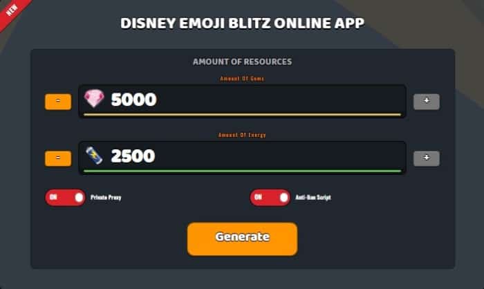 Disney Emoji Blitz gem and energy generator