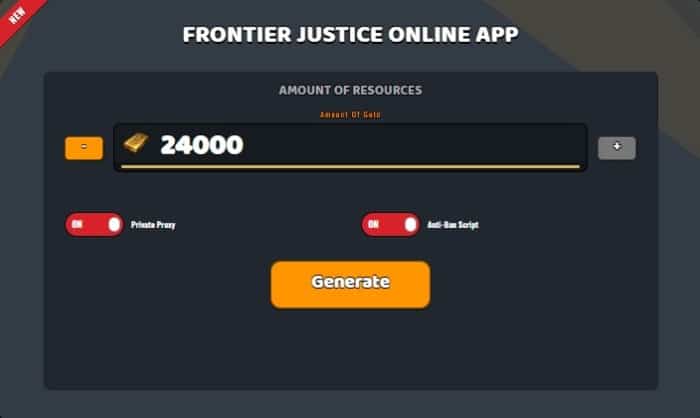 Frontier Justice free gold generator