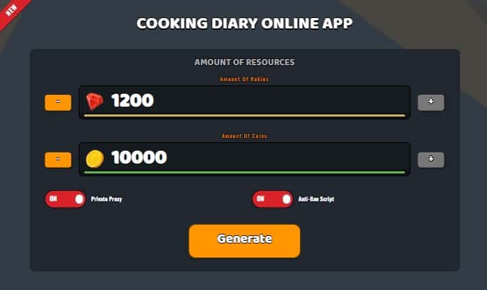 Cooking Diary free rubies and coins generator
