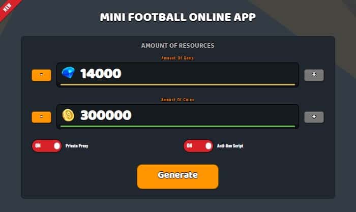 Mini Football free gems and coins generator