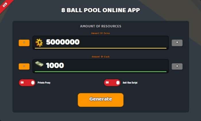 8 Ball Pool free coins and cash generator