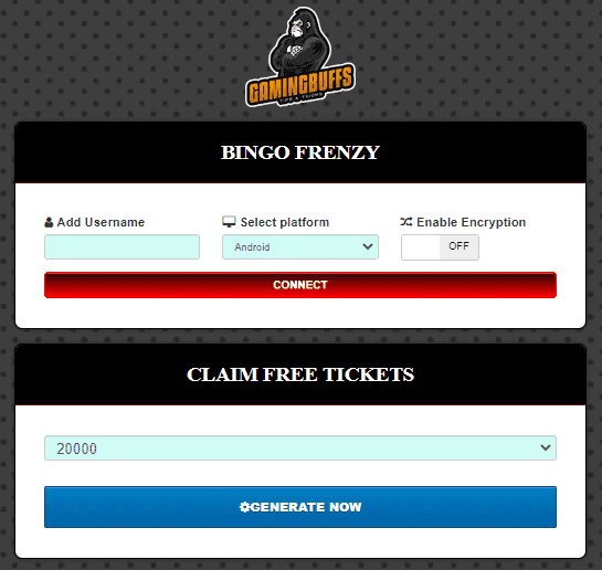 Bingo Frenzy free tickets generator