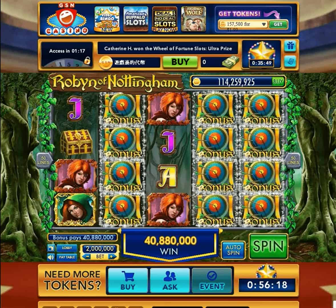 GSN Casino free tokens proof